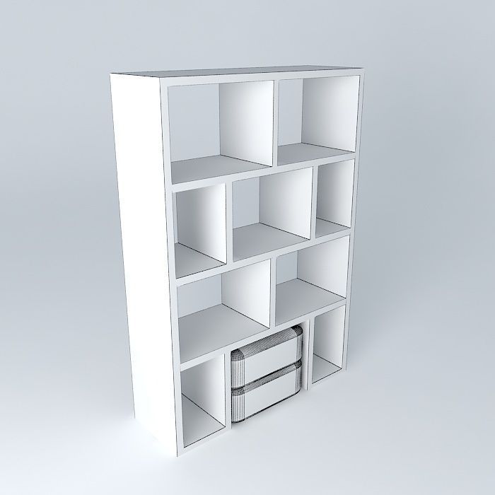 Guided bookshelf with ottoman ottoman Shelf with Guio Free 3D model_3