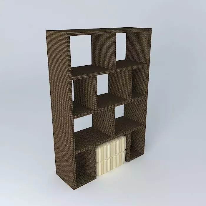 Guided bookshelf with ottoman ottoman Shelf with Guio Free 3D model_0