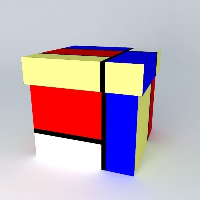 Mondrian box Mondrian box ornament decorative object Free 3D model_1