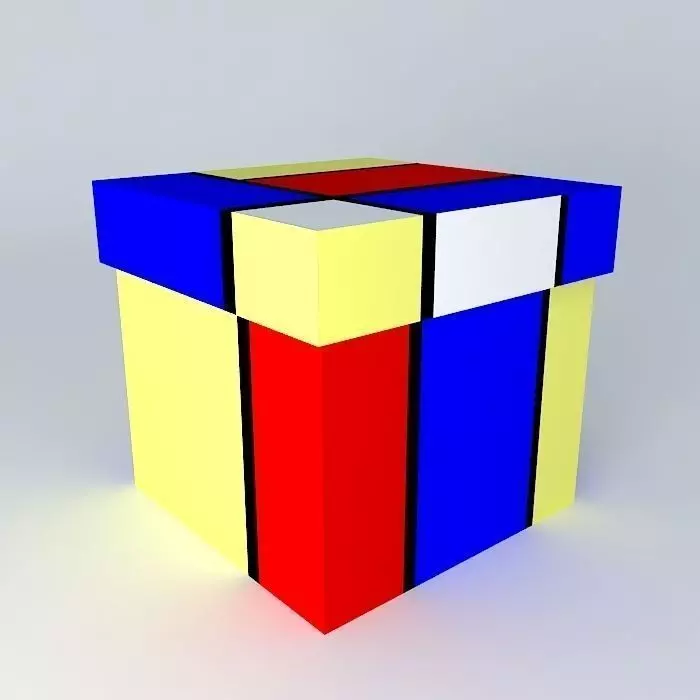 Mondrian box Mondrian box ornament decorative object Free 3D model_0