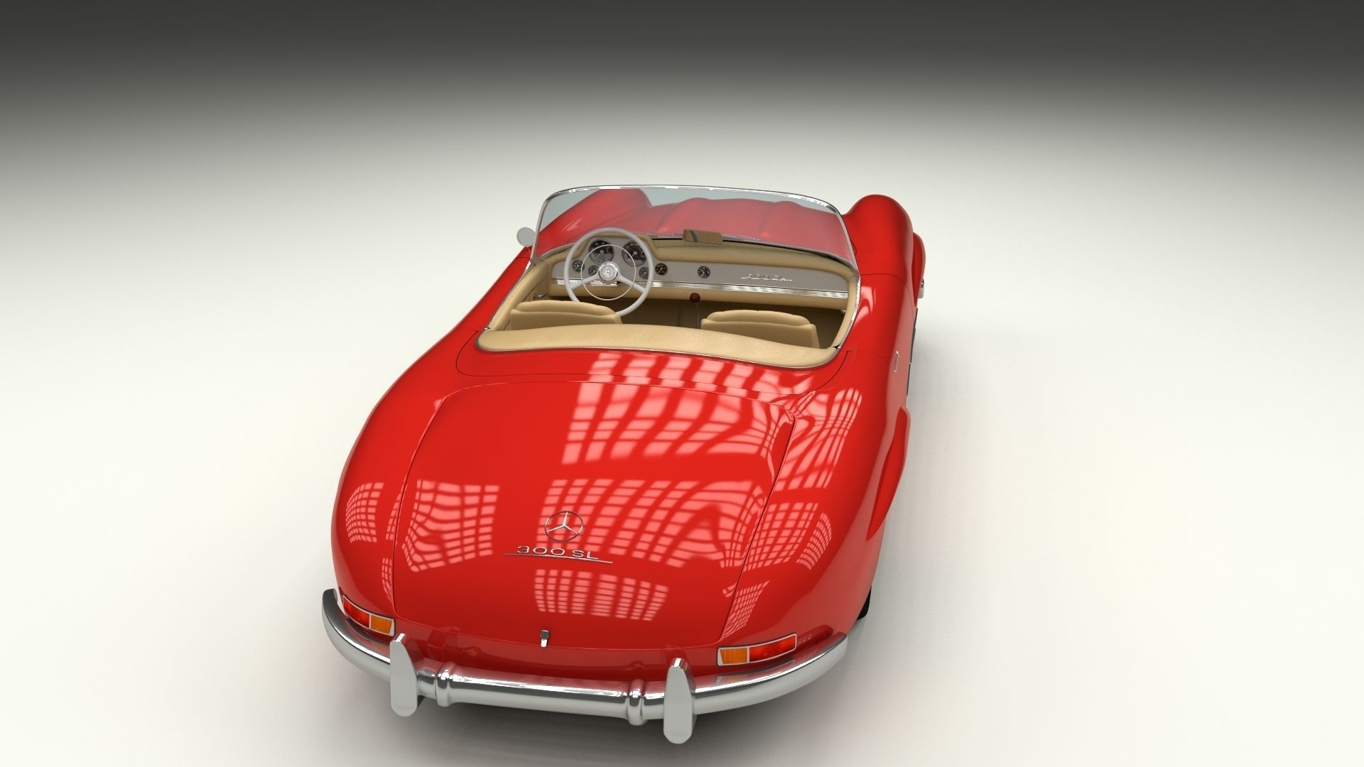 Fully Modelled Mercedes 300SL Roadster Red 3D model_10
