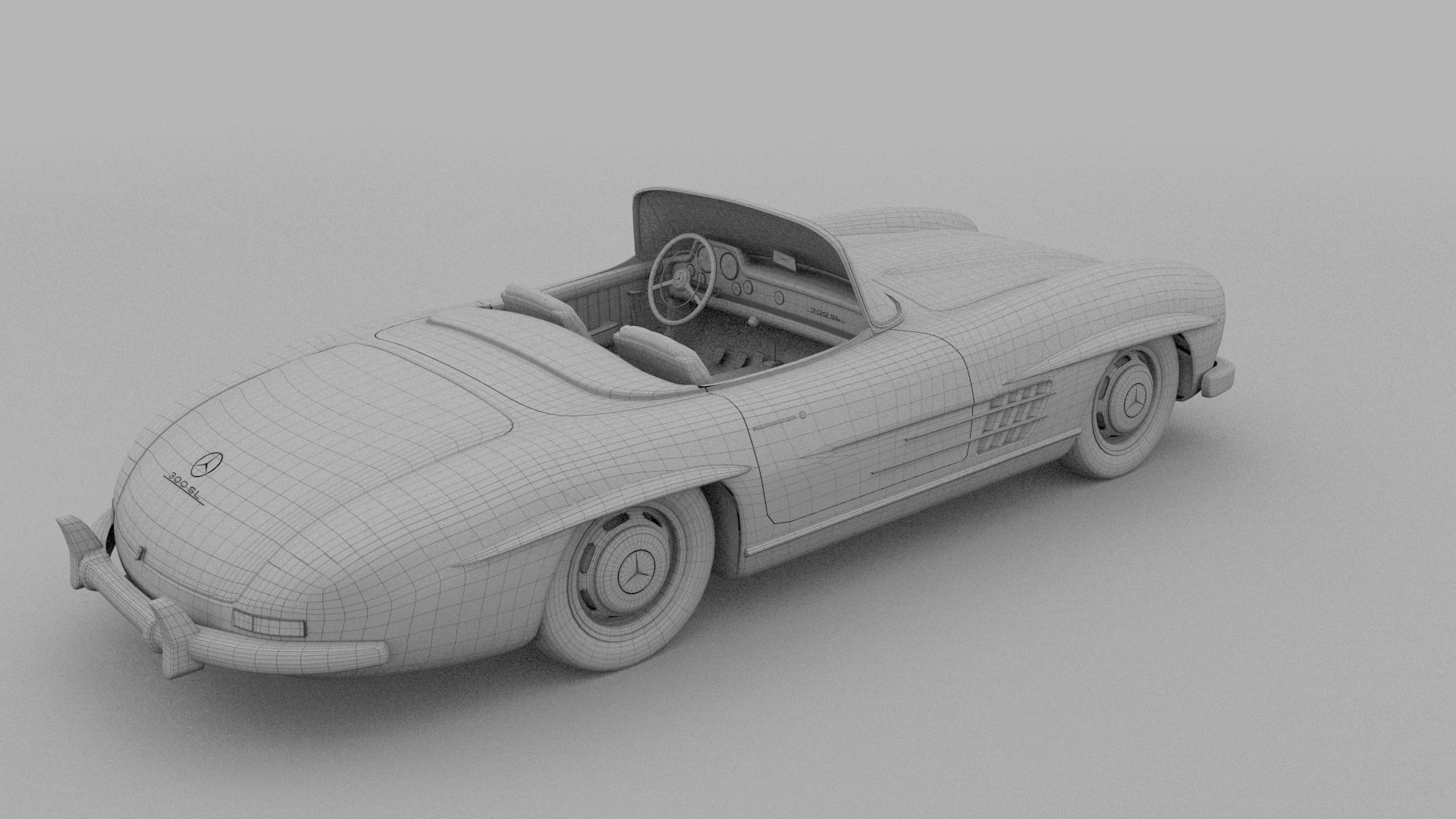 Fully Modelled Mercedes 300SL Roadster Red 3D model_36