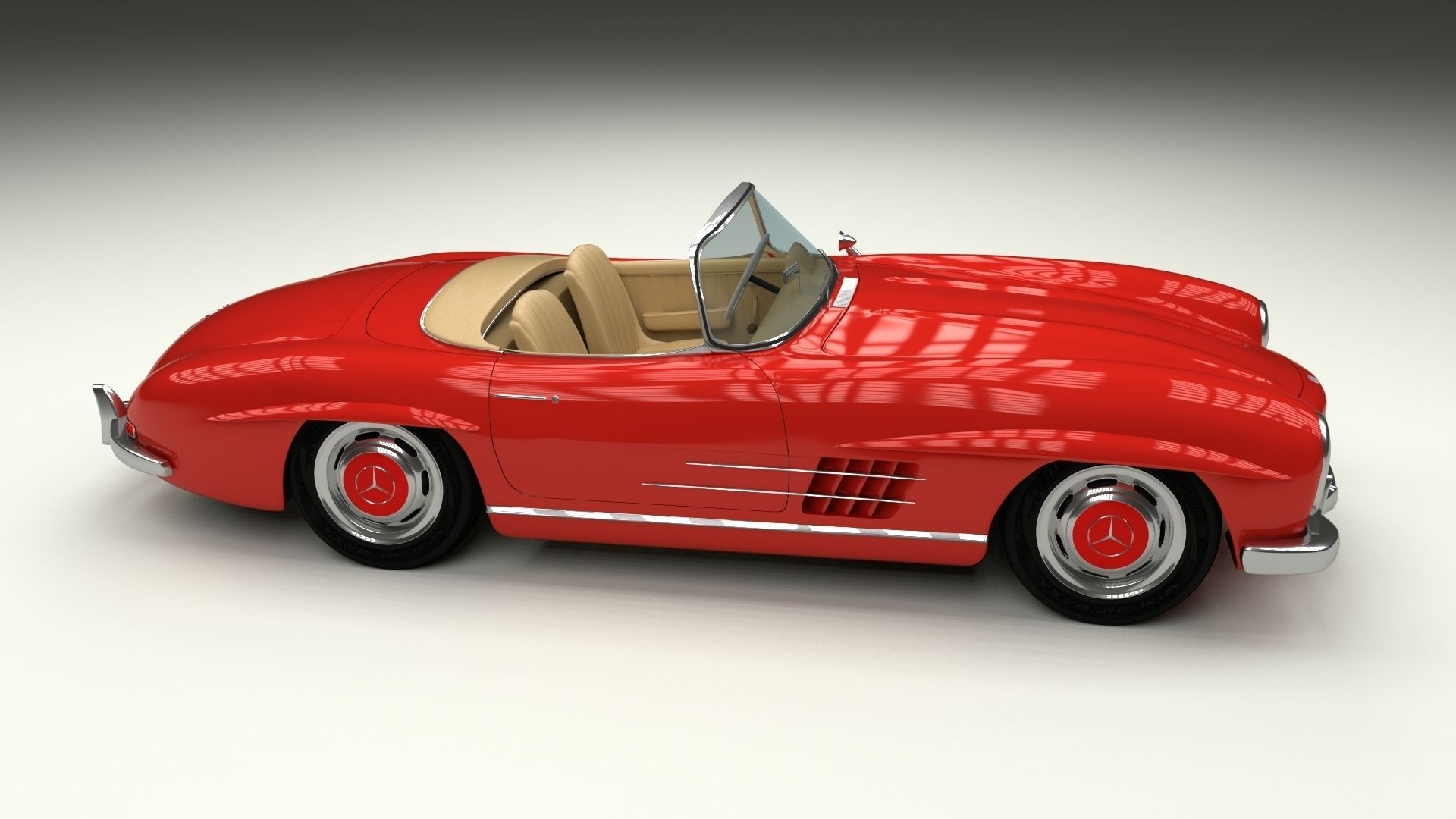 Fully Modelled Mercedes 300SL Roadster Red 3D model_5