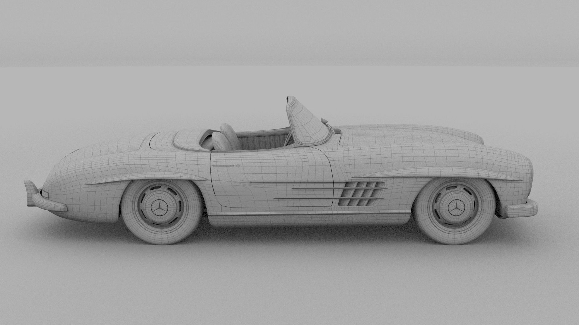 Fully Modelled Mercedes 300SL Roadster Red 3D model_34