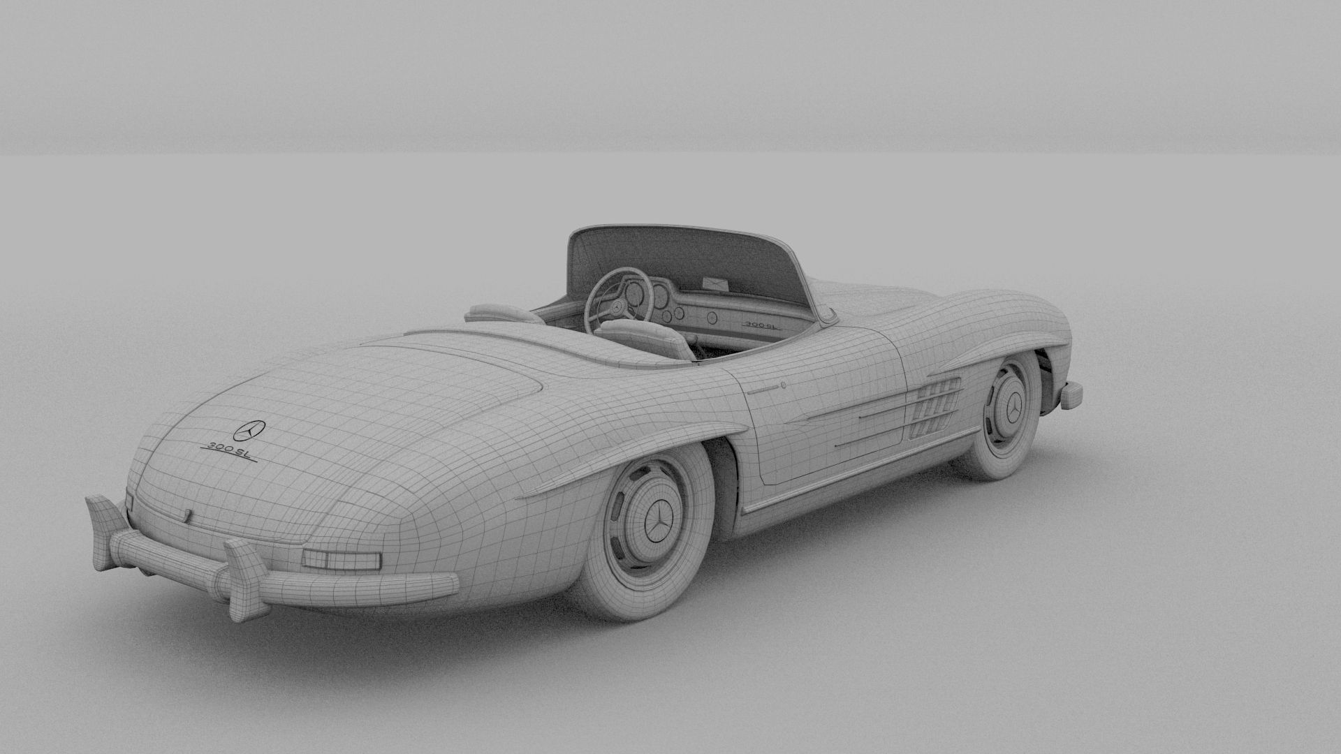 Fully Modelled Mercedes 300SL Roadster Red 3D model_26