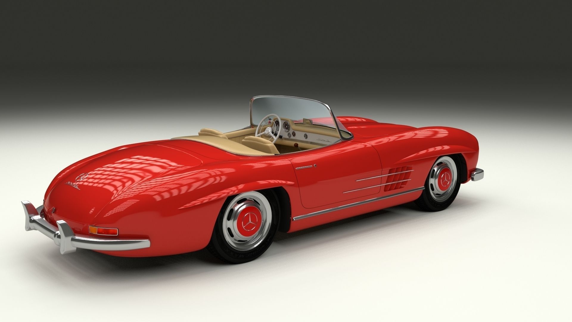 Fully Modelled Mercedes 300SL Roadster Red 3D model_11
