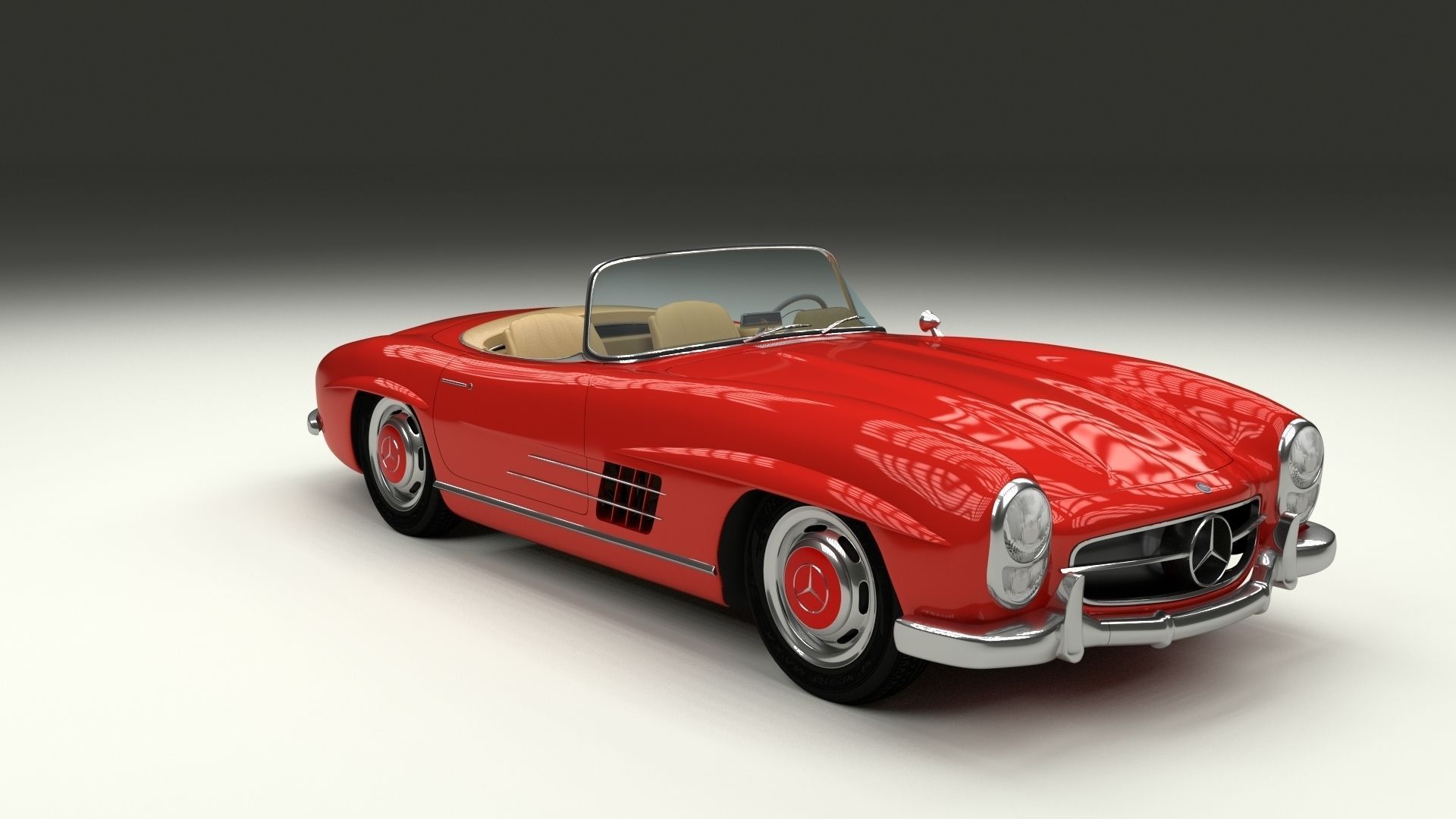 Fully Modelled Mercedes 300SL Roadster Red 3D model_3