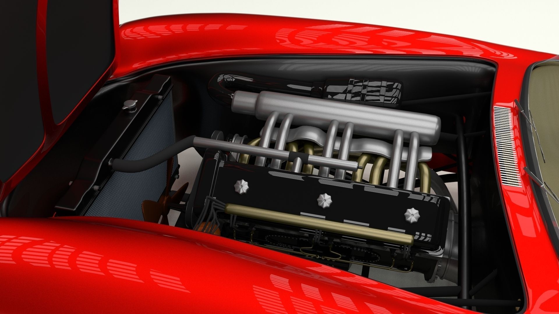 Fully Modelled Mercedes 300SL Roadster Red 3D model_9