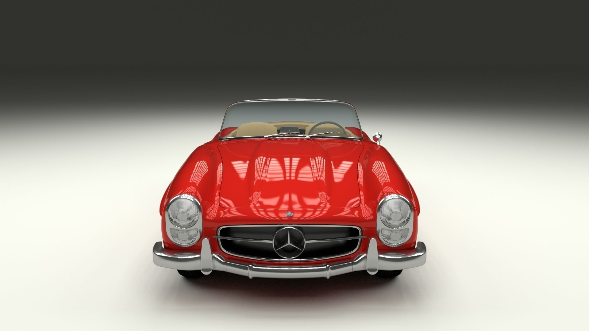 Fully Modelled Mercedes 300SL Roadster Red 3D model_1