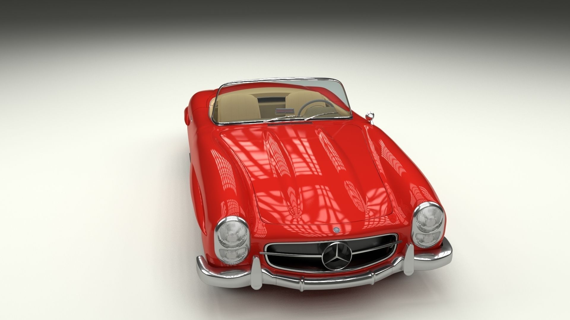 Fully Modelled Mercedes 300SL Roadster Red 3D model_6