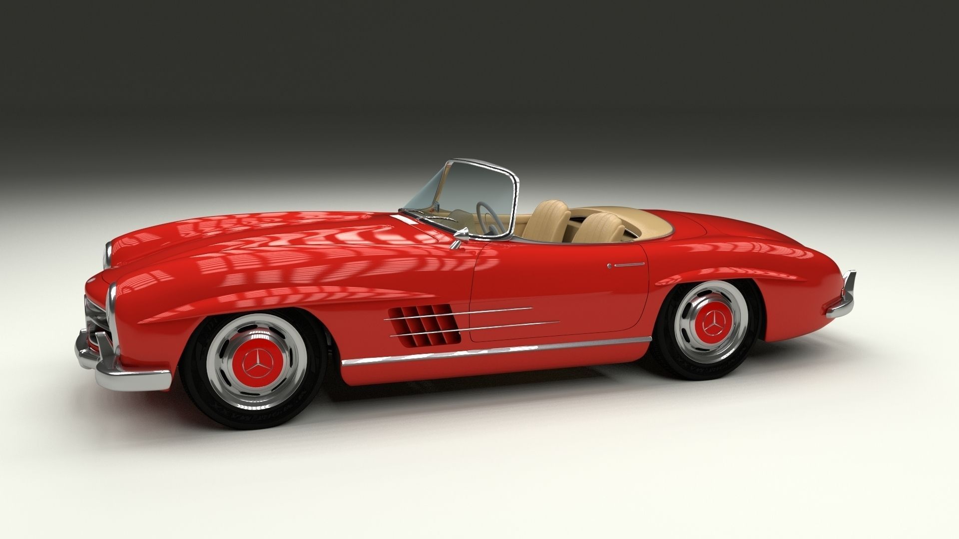 Fully Modelled Mercedes 300SL Roadster Red 3D model_7