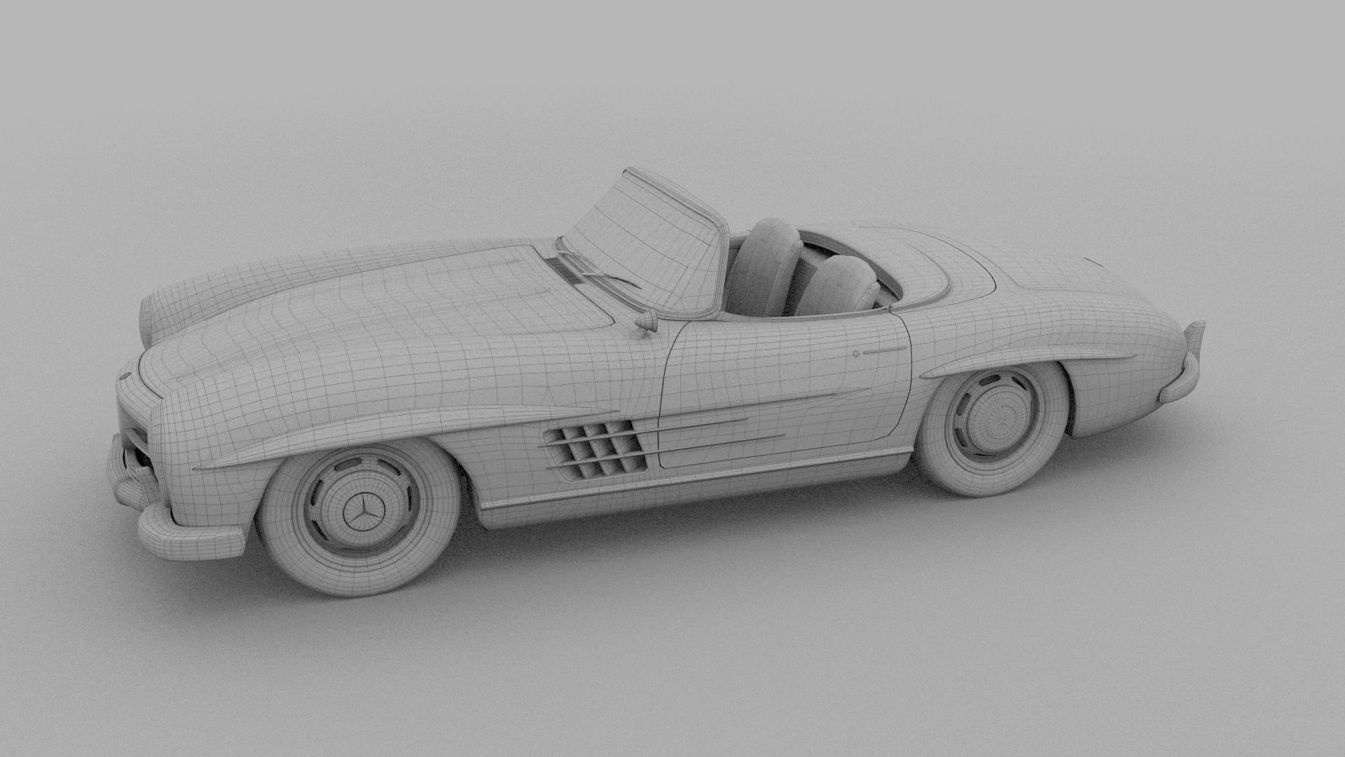 Fully Modelled Mercedes 300SL Roadster Red 3D model_27