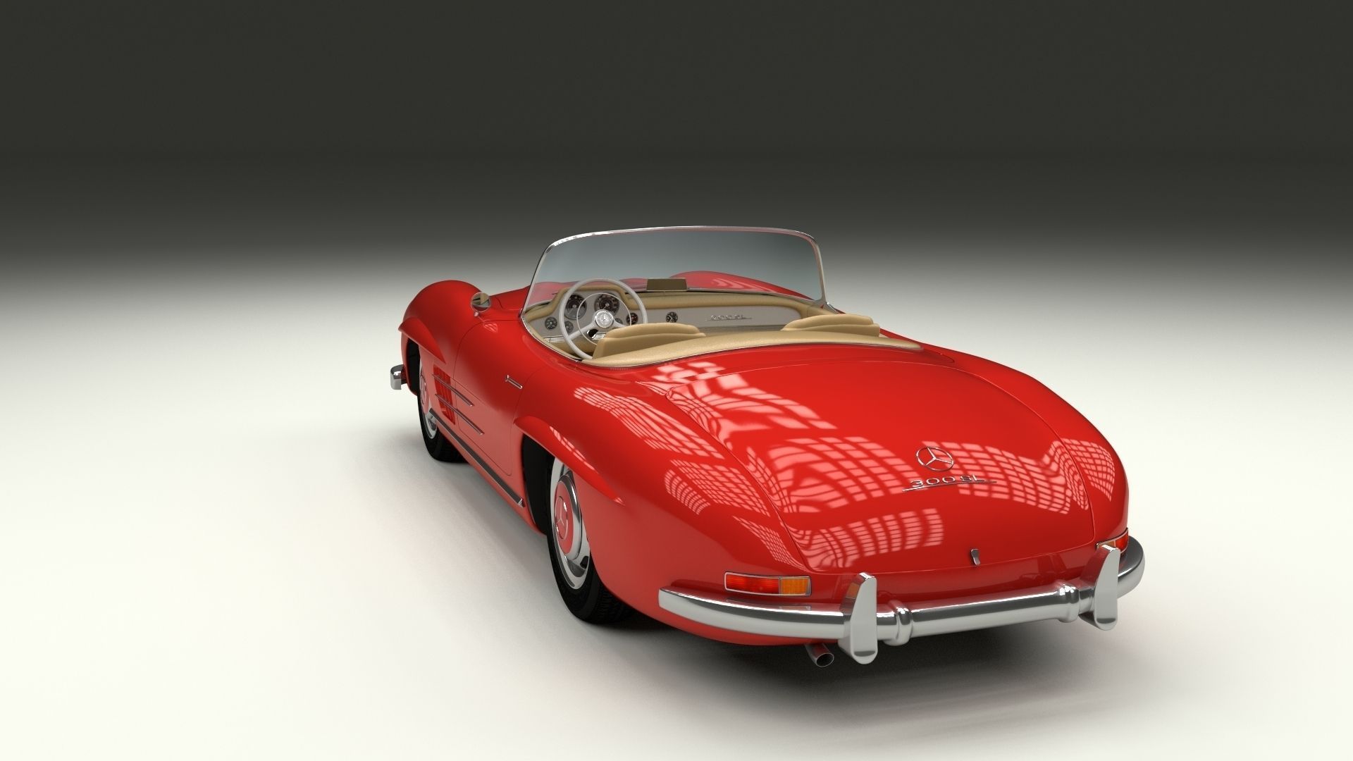 Fully Modelled Mercedes 300SL Roadster Red 3D model_2