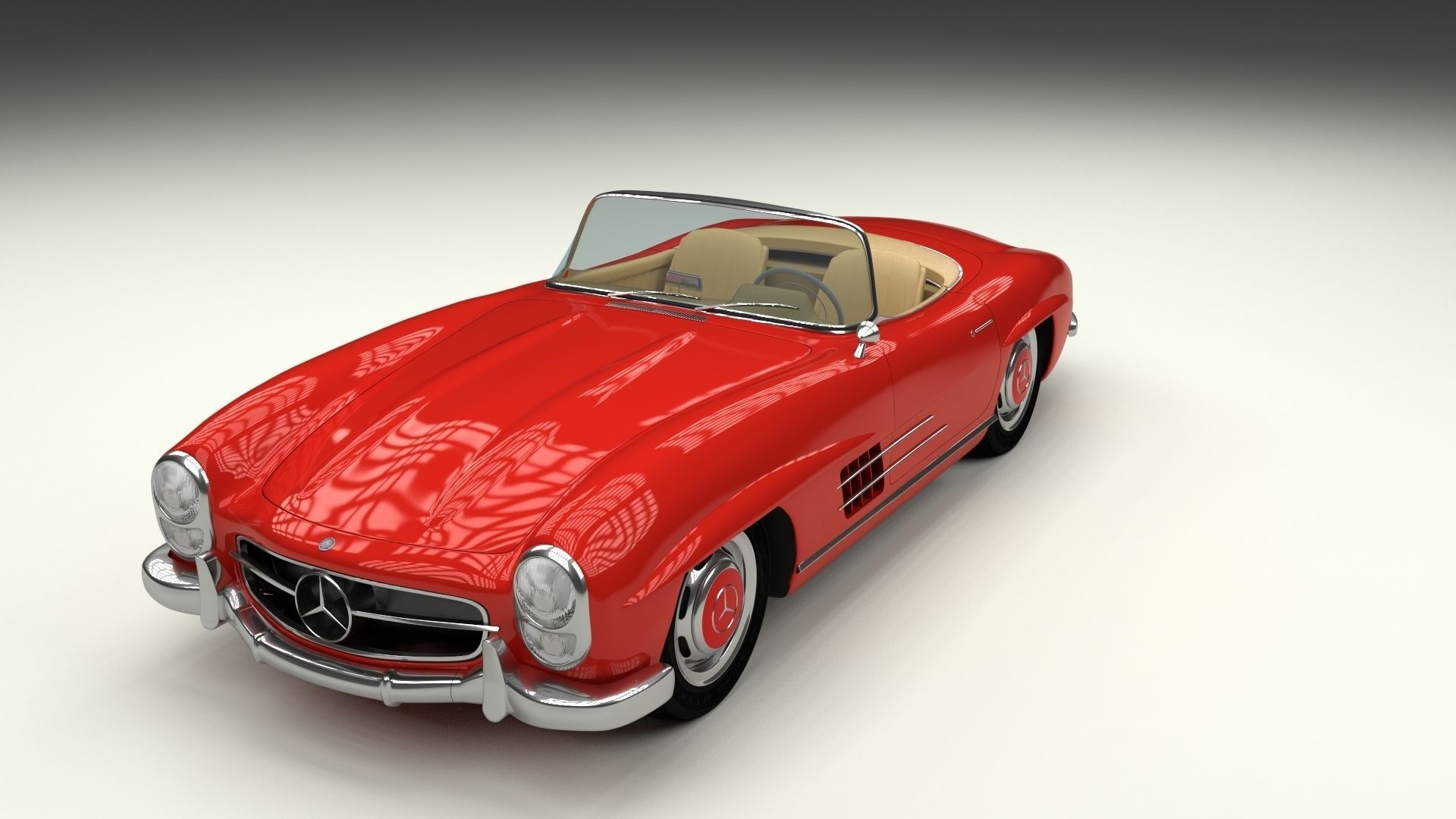 Fully Modelled Mercedes 300SL Roadster Red 3D model_4