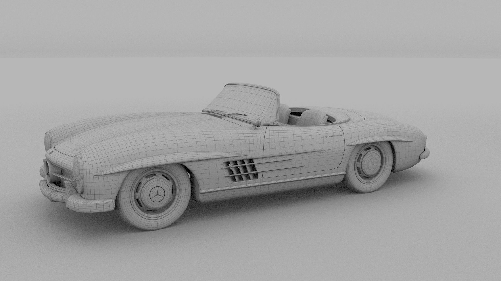 Fully Modelled Mercedes 300SL Roadster Red 3D model_25