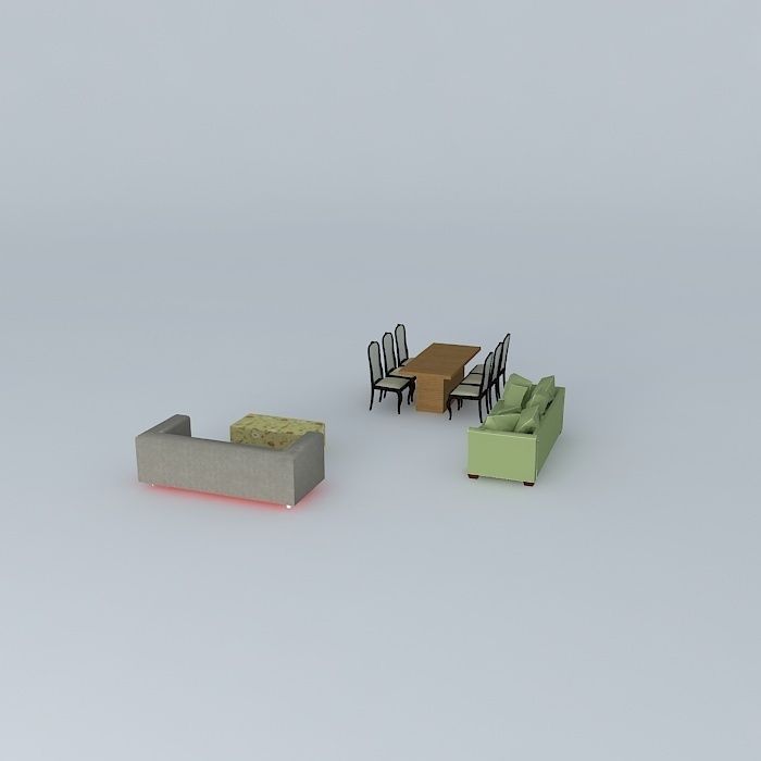 deboraorkut dining table and chairs Free 3D model_1