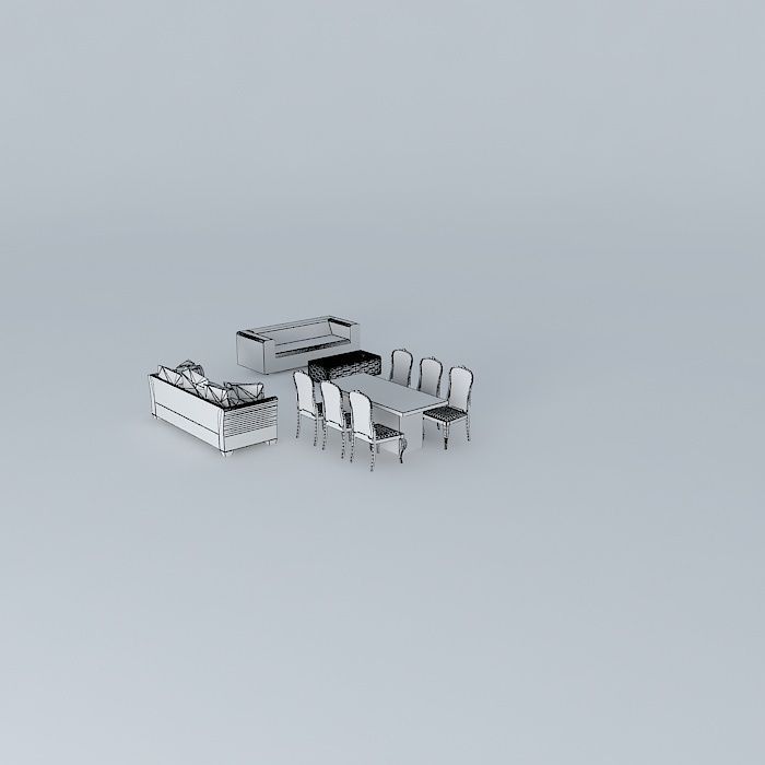 deboraorkut dining table and chairs Free 3D model_3