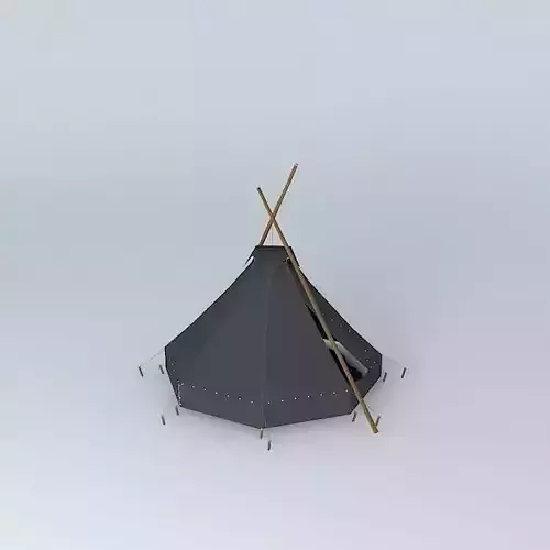 Kohte tent with external masts and 45cm side rim Free 3D model