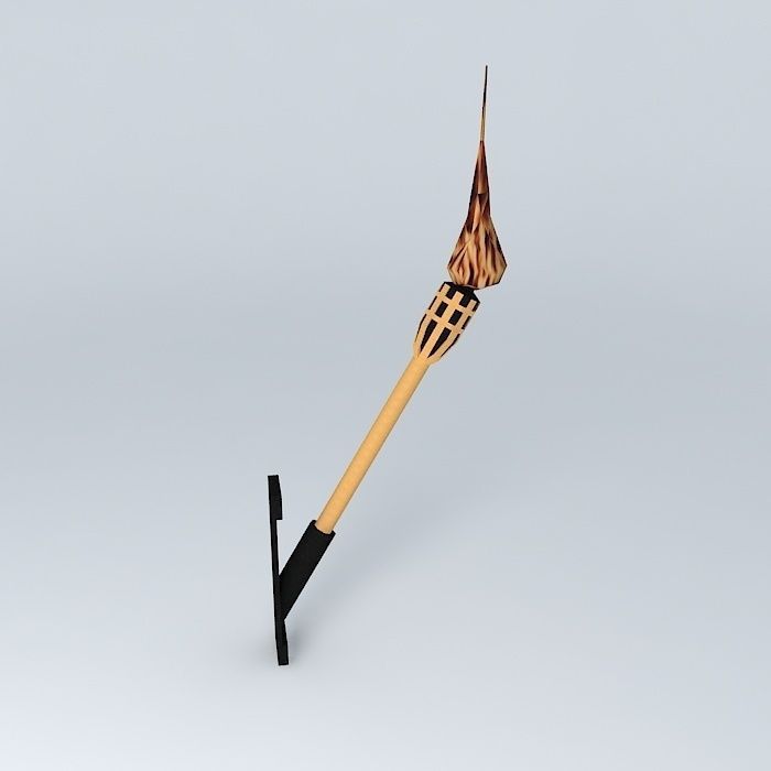 Bamboo torch 3D model_2