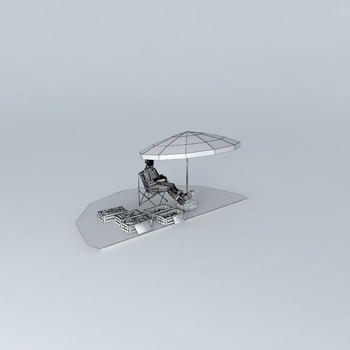 Market stall 3D model_3