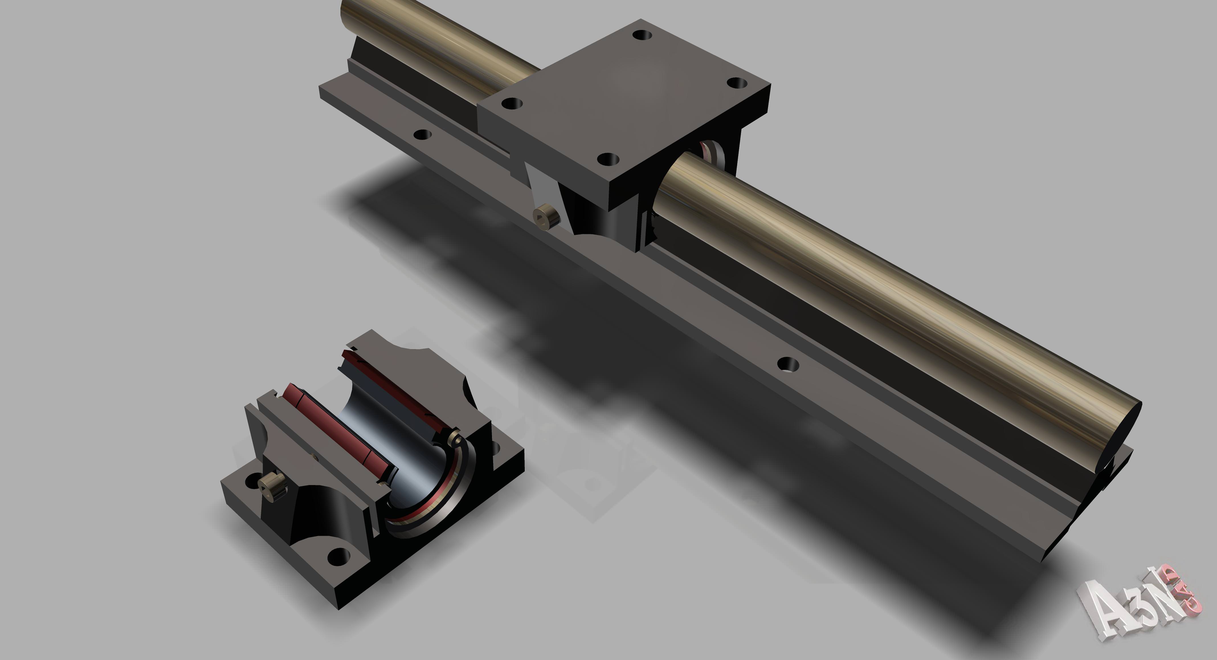 SBR20 Linear Supported Rail for CNC Free 3D model_1