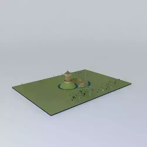Motte and bailey castle 3D model