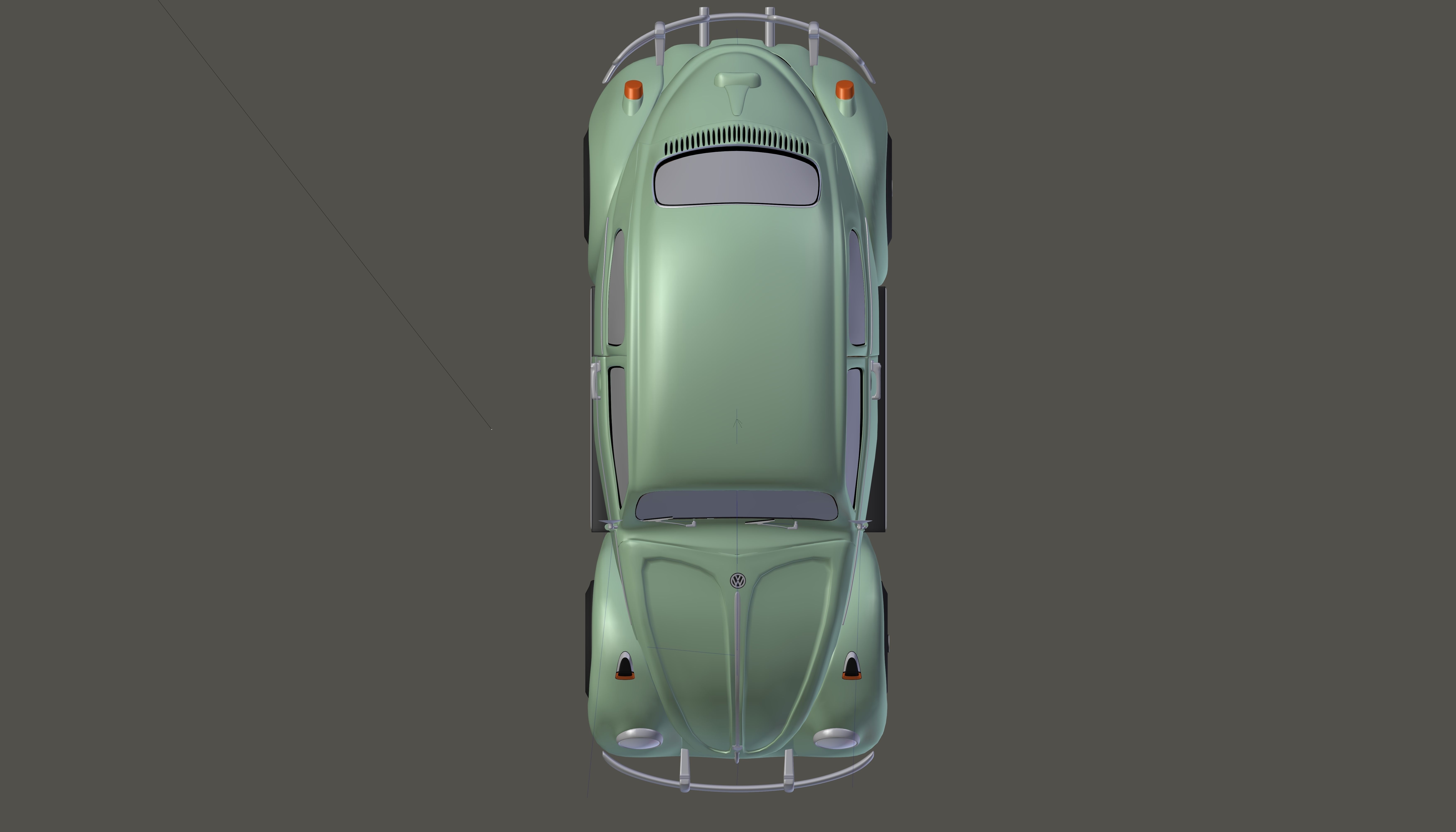 Wolkswagen Old Beetle Low-poly 3D model_2