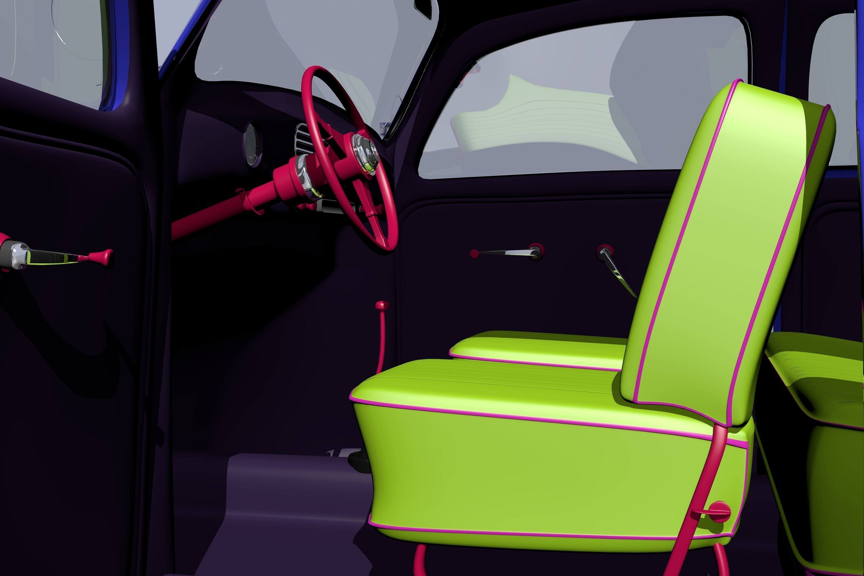 Wolkswagen Old Beetle Low-poly 3D model_10