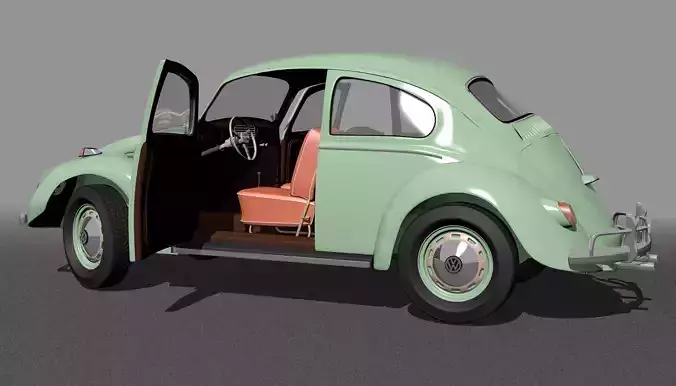 Wolkswagen Old Beetle Low-poly 3D model