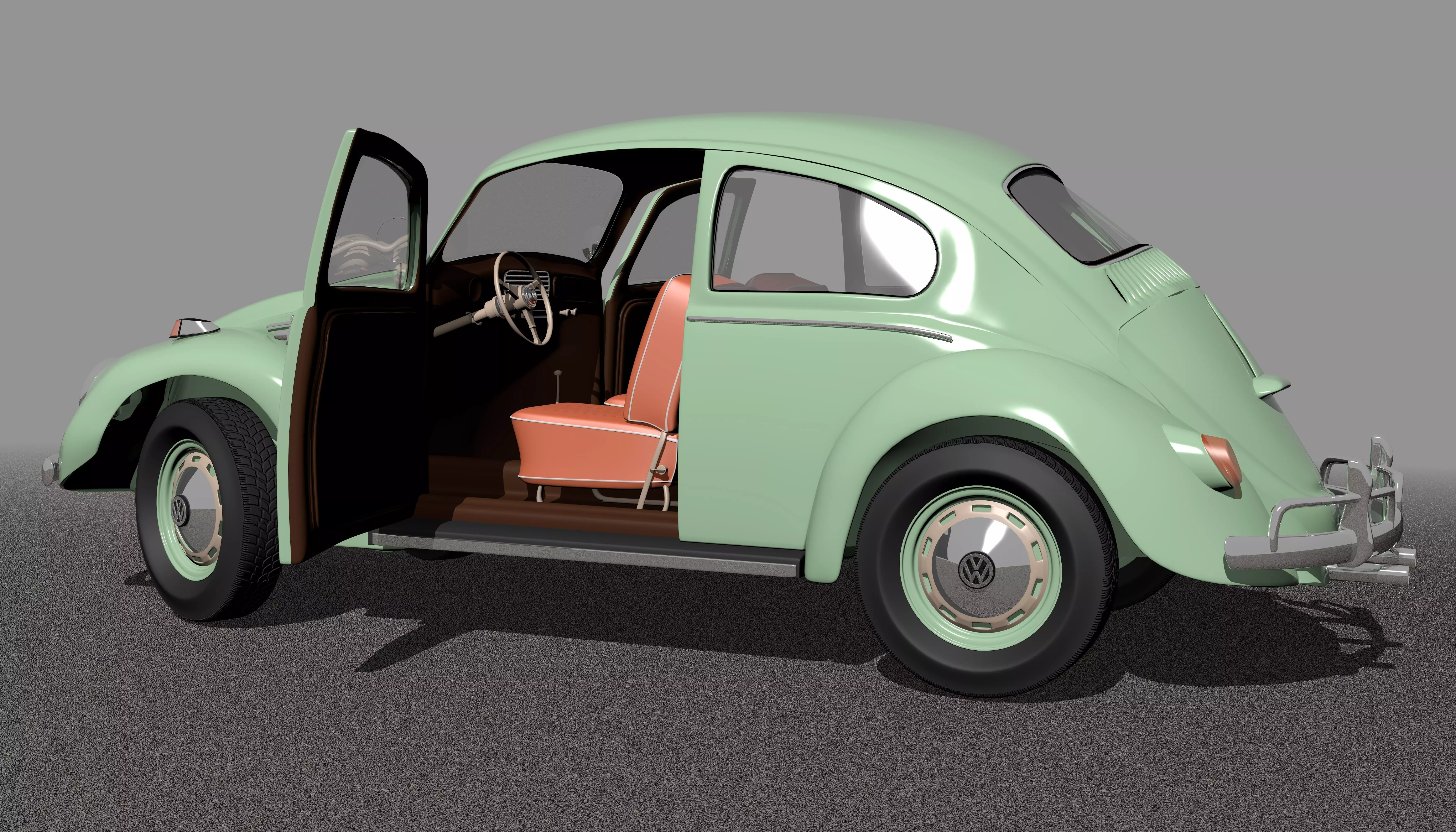 Wolkswagen Old Beetle Low-poly 3D model_0