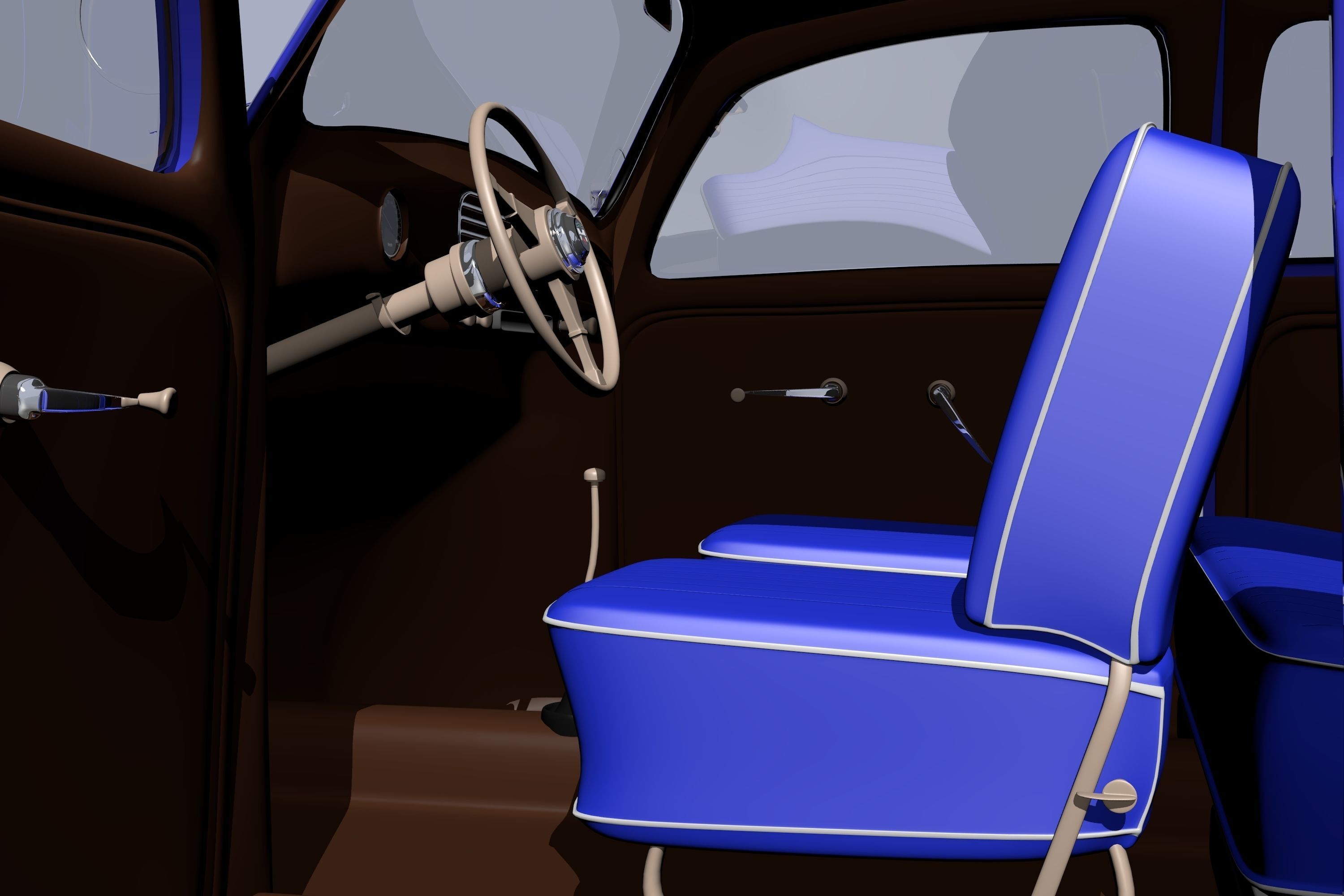 Wolkswagen Old Beetle Low-poly 3D model_9