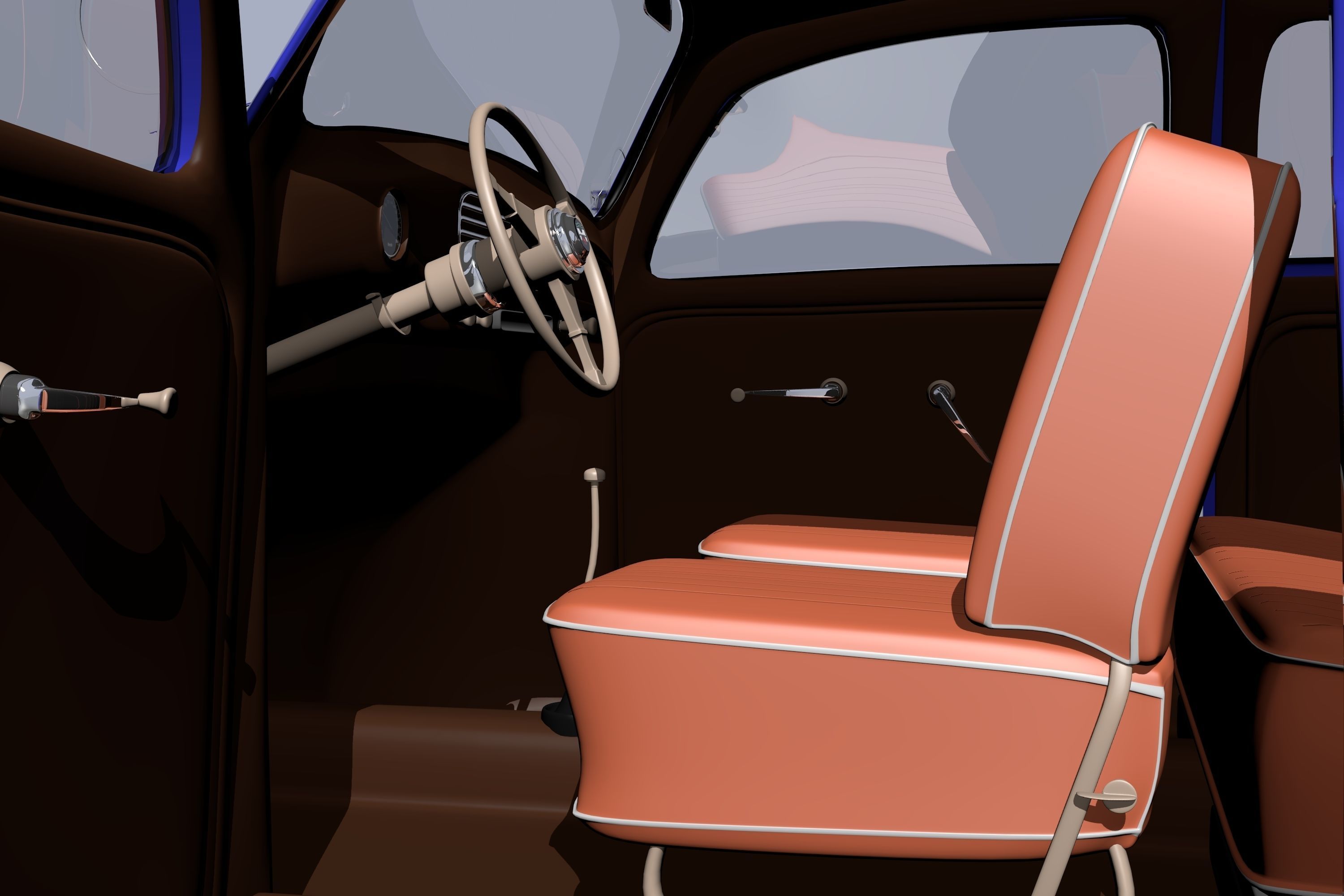 Wolkswagen Old Beetle Low-poly 3D model_8