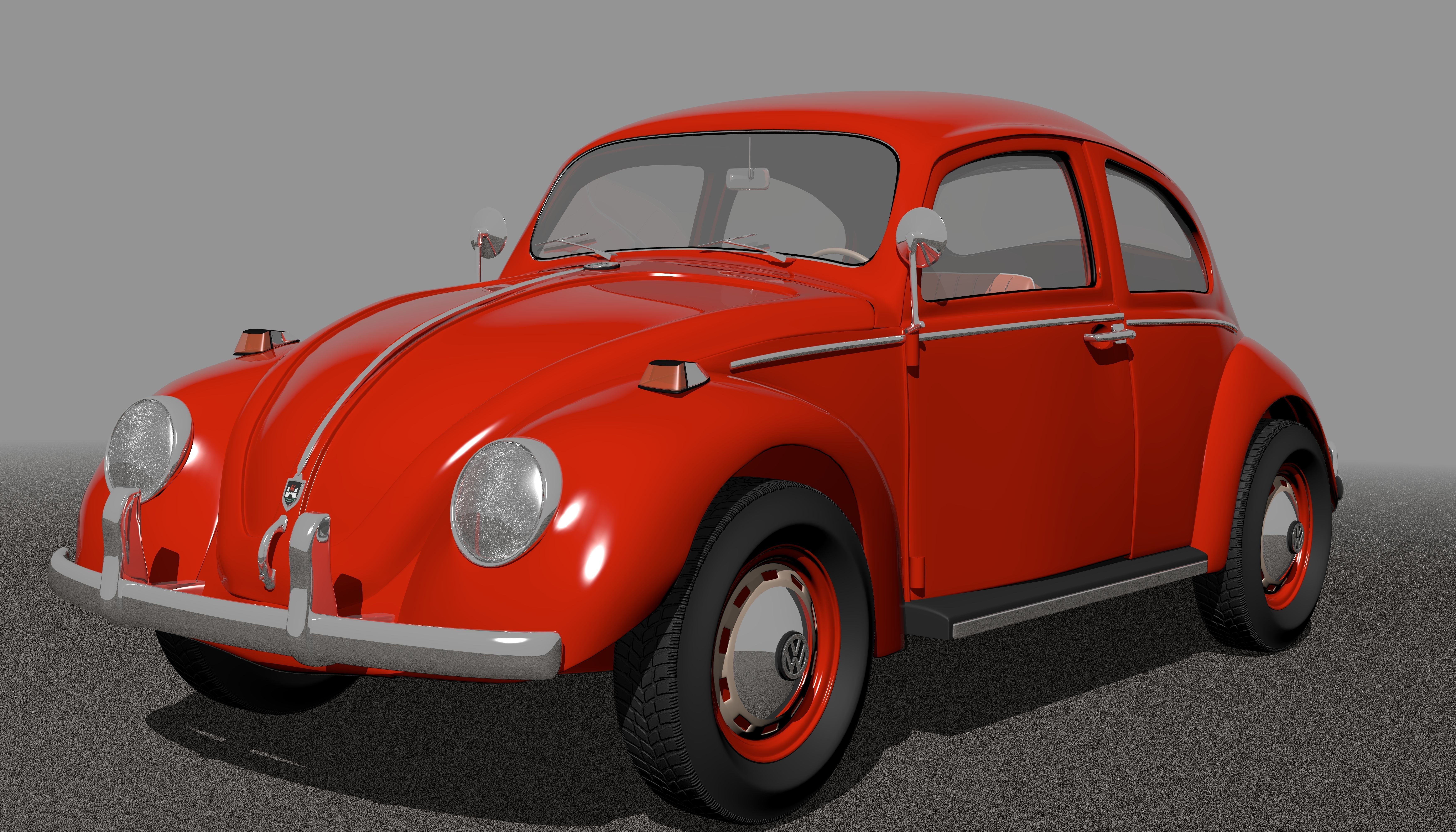 Wolkswagen Old Beetle Low-poly 3D model_7