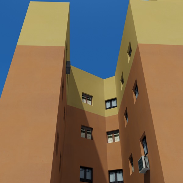 Building with balconies and balconies Low-poly 3D model_7