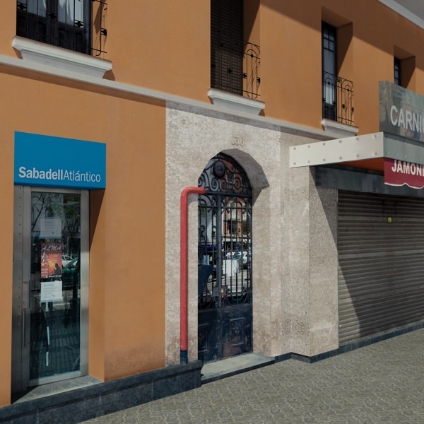 Building with balconies and balconies Low-poly 3D model_4