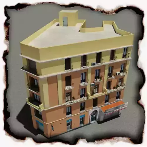 Building with balconies and balconies Low-poly 3D model