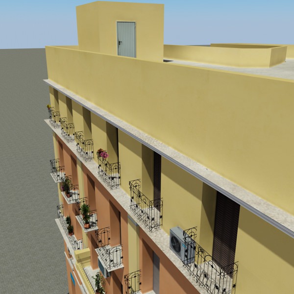 Building with balconies and balconies Low-poly 3D model_8