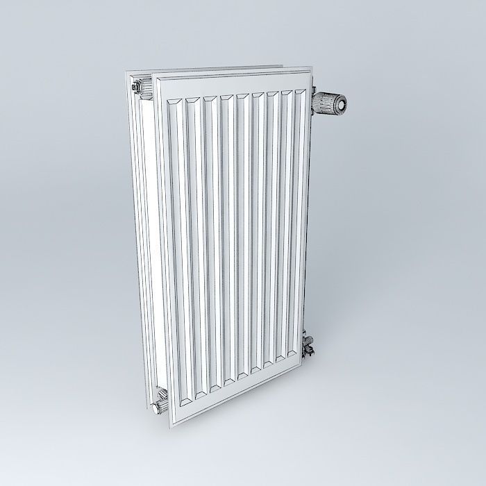 Two blades steel radiator H720 L390 Free 3D model_3