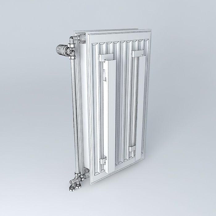 Two blades steel radiator H720 L390 Free 3D model_4