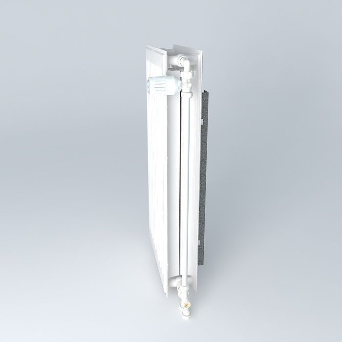 Two blades steel radiator H720 L390 Free 3D model_2