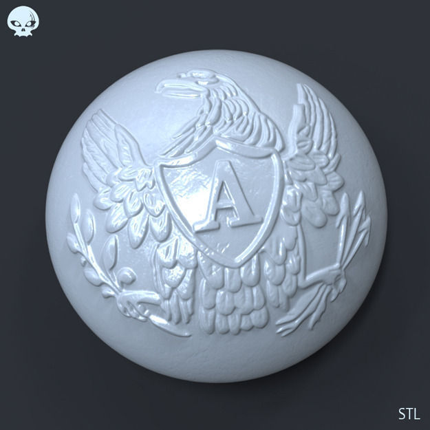 Civil War - Union Artillery Button V01 STL 3D print model_1