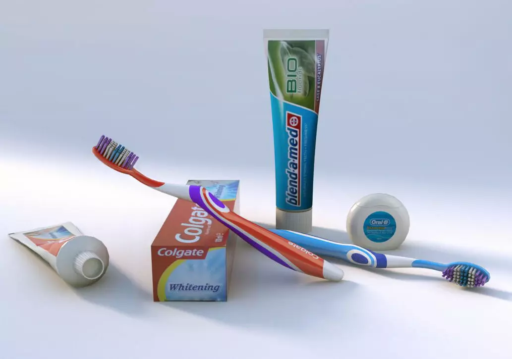 Oral hygiene set 3D model_0