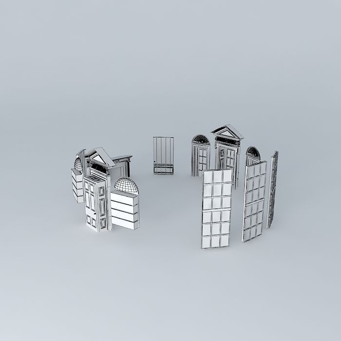 Oval Office  Windows doors fireplaces and shelves Free 3D model_4