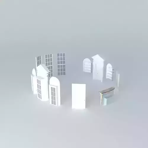 Oval Office  Windows doors fireplaces and shelves Free 3D model