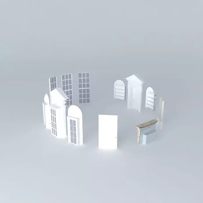 Oval Office  Windows doors fireplaces and shelves Free 3D model_0