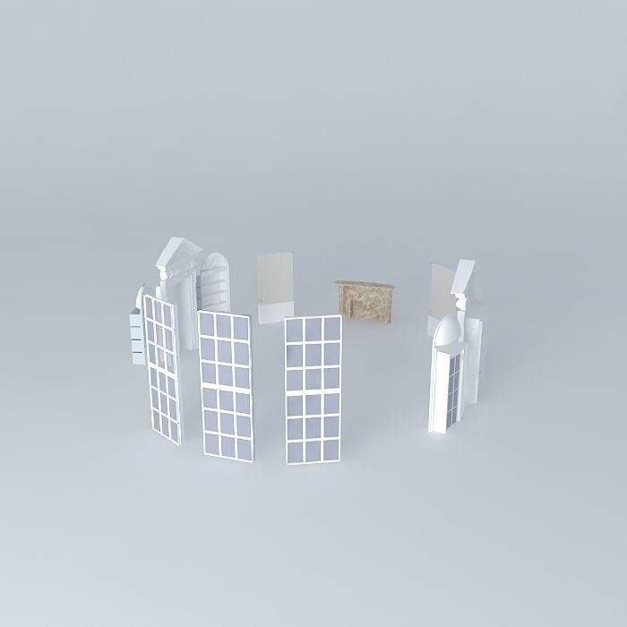 Oval Office  Windows doors fireplaces and shelves Free 3D model_1