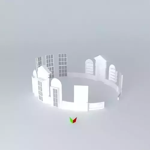 Oval Office Panelling Doors Windows and Shelves Free 3D model