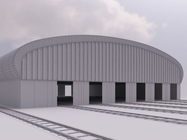 railway workshop 3D model_2