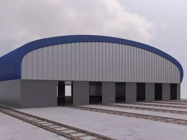 railway workshop 3D model_0