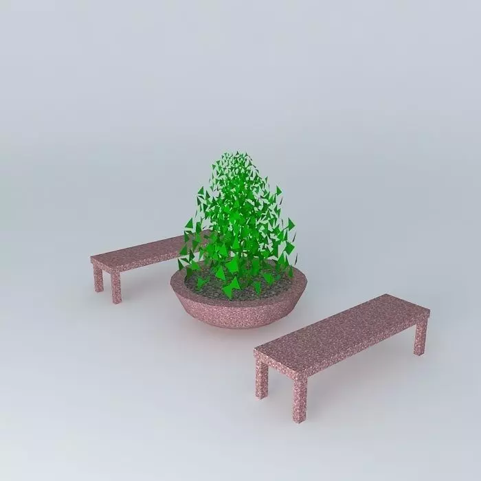 wtcbench two benches and potted plant Free 3D model